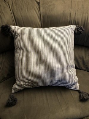 24x24 Vertical Stripe Oversized Throw Pillow Sour Cream/Gray - Hearth &  Hand™ with Magnolia