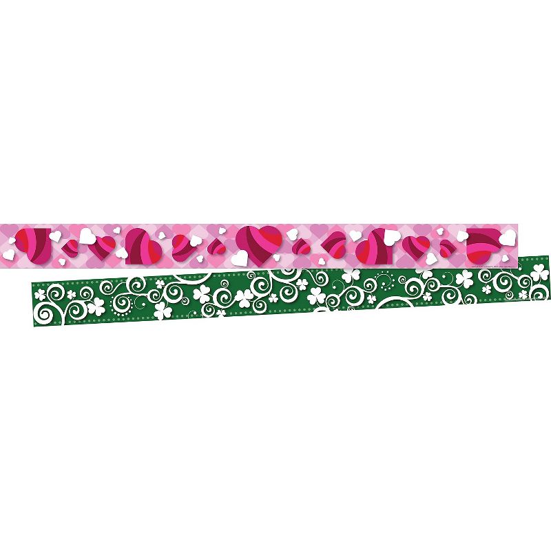 Barker Creek Multi-Color Double Sided Trim  Hearts and Clover 12/Pk LL973, 1 of 5