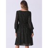 INSPIRE CHIC Women's Puff Long Sleeve Elastic Waist Glitter Stars Boat Neck Mesh Dress - 4 of 4