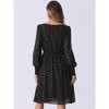 Allegra K Women's Puff Long Sleeve Elastic Waist Glitter Stars Boat Neck Mesh Dress - image 4 of 4