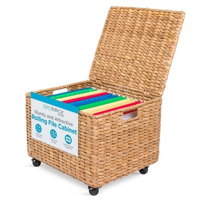BirdRock Home Seagrass Rolling File Cabinet - Natural