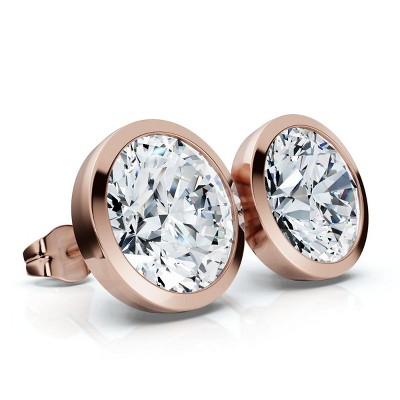 Pompeii3 Certified 6Ct TW Martini Bezel Diamond Studs 14k Gold Lab Created