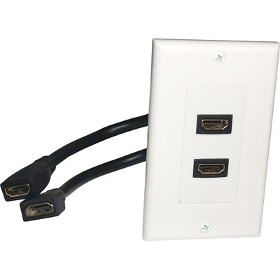Comprehensive WP-HM2PT White 2-Port Pigtail HDMI Wallplate
