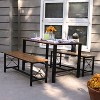 Sunnydaze European Chestnut Patio Dining Table with Steel Frame - 47.25" W x 31.25" D x 29.75" H - 4 of 4