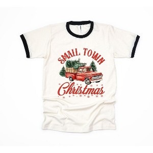 Simply Sage Market Women's Small Town Christmas Truck Short Sleeve Ringer Tee - 1 of 4