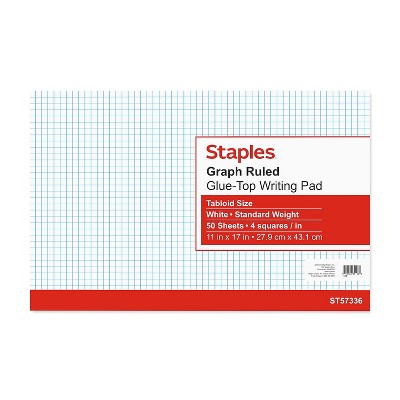 Staples Graph Pad 11" X 17" Graph White 50 Sheets/pad (18586) 814566