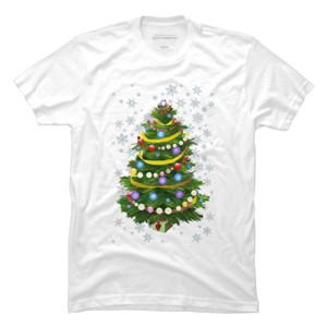 Men's Design By Humans Christmas Tree and Snowflakes By IvaW T-Shirt - 1 of 4