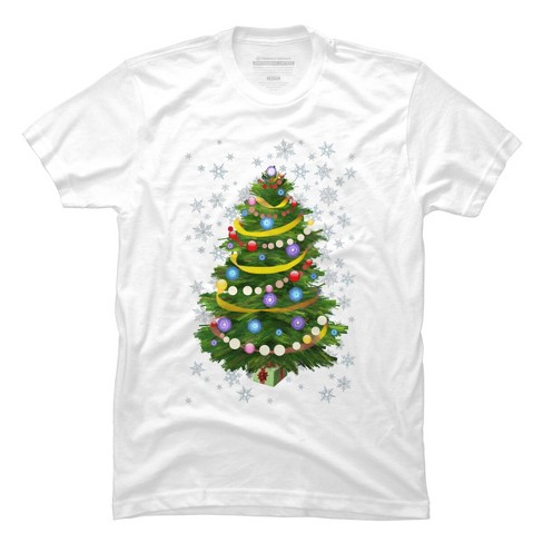 Men's Design By Humans Christmas Tree And Snowflakes By Ivaw T-shirt ...