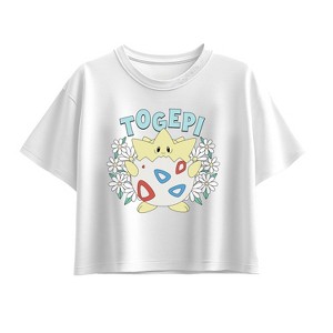 Girls' - Pokémon - Floral Togepi Short Sleeve Boxy Graphic T-Shirt - 1 of 1