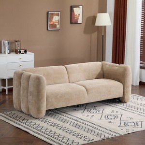 Sapphtopaz Modern 3-Seater Couches for Living Room with Wave Design Upholstered Loveseat Sofa Curved Lounge Sofa with Wood Frame for Apartment - 1 of 4