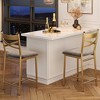 Bar Stools Set of 2/4, Gold Bar Stools Set of 2/4 with X-Shaped Backrest and Metal Footrest, Metal Bar Stools Set of 2/4 - 3 of 4