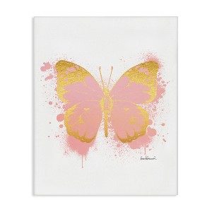 Stupell Industries Glam Pink Gold Butterfly Paint Splatter Canvas Art, 30" x 40" - 1 of 4