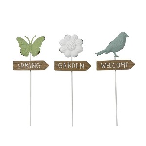 Transpac Metal Spring Icon Plant Pick Set of 3 Home Decorations Spring - 1 of 1