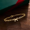Ross-Simons 4mm 10kt Yellow Gold Paper Clip Link Bracelet With Bow Charm - 2 of 4