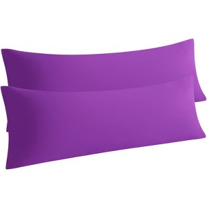 2 Pack Brushed Microfiber Body Pillowcases, Super Soft Body Pillow Cover with Envelope Closure - NTBAY - 1 of 4