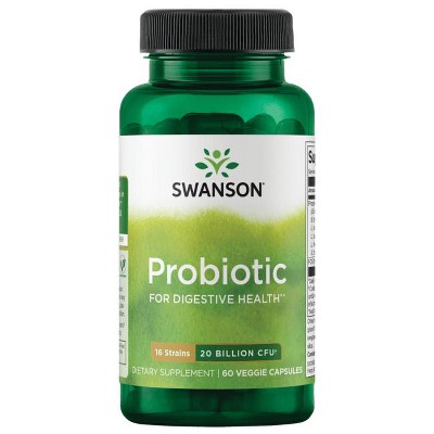 Swanson Probiotic for Digestive Health 20 Billion Cfu 60 Veg Caps.