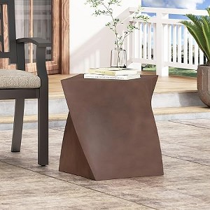 Small Round Coffee Table, Outdoor Side End Sofa Table, Magnesium Oxide Decorative Furniture for Apartment, Home Office, Brown - 1 of 4