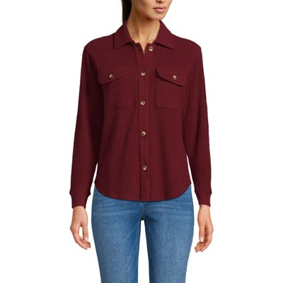 Lands' End Women's Waffle Relaxed Long Sleeve Shirt Jacket