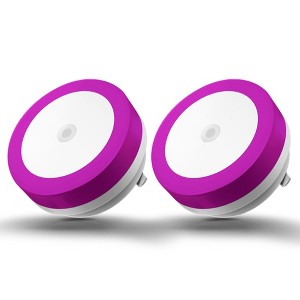 YANSUN 4-Pack 0.6W Plug-In Light Sensor Night Lights, Purple Light (with Purple Shade), No Dimming, US Plug - 1 of 4