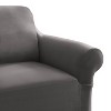 Sure Fit Hampstead Stretch Velvet Loveseat Slipcover Charcoal Gray: Machine Washable, Pet Friendly, Indoor Use - 2 of 4
