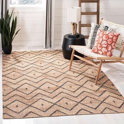 Handmade Natural and Charcoal Wool Square Area Rug