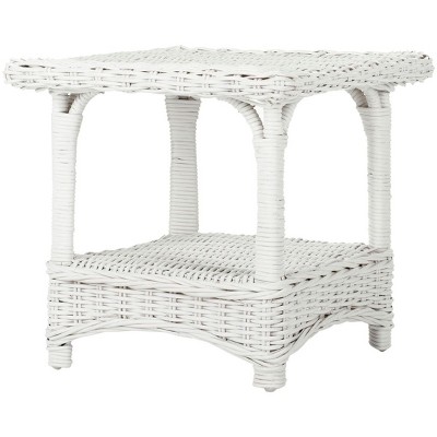 Bowen White Wicker and Rattan Box Accent Table