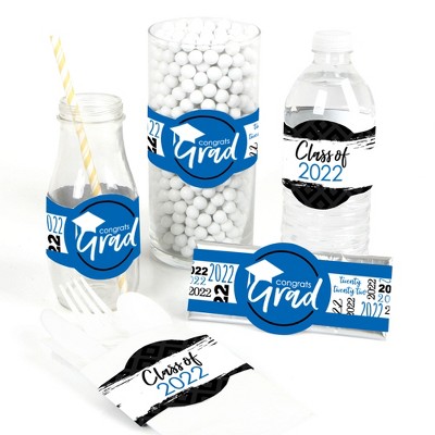 Big Dot of Happiness Blue Grad - Best is Yet to Come - DIY Party Supplies - Royal Blue 2022 Graduation Party DIY Wrapper Favors & Decor - Set of 15