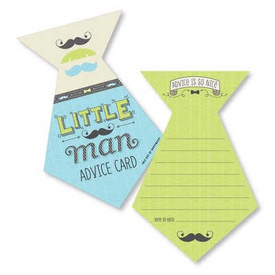 Big Dot of Happiness Dashing Little Man Mustache Party - Tie Wish Card Baby Shower Activities - Shaped Advice Cards Game - Set of 20