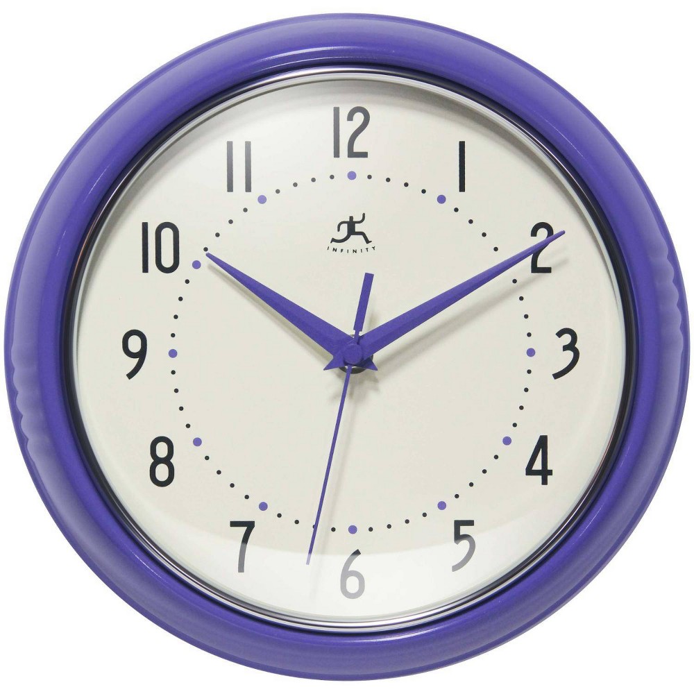 Photos - Wall Clock 9.5" Retro Round  Purple - Infinity Instruments