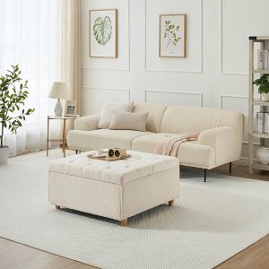 Leather Storage Ottoman Coffee Table with Lift Top - 1 of 4
