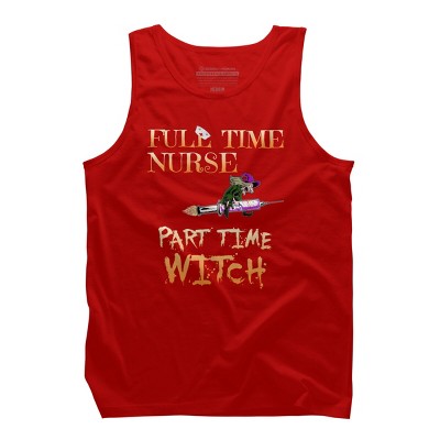 Men's Design By Humans Halloween Costume Full Time Nurse Part-Time Witch By TeeShirtMadness Tank Top