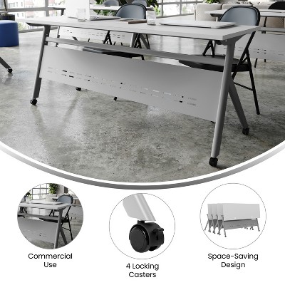 Gray Laminate Flip Top Training Table with Metal Frame