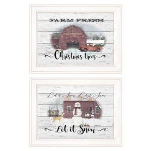 Farm Christmas 2-Piece Vignette By Billy Jacobs, Ready to Hang Framed Print, White Frame - 1 of 1