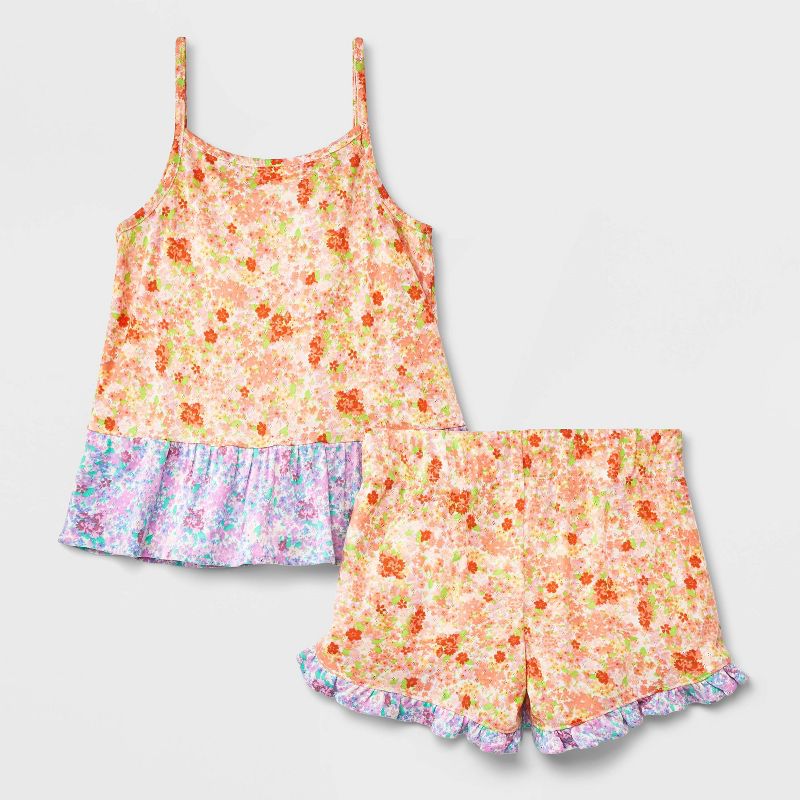 Girls' 2pc Pointelle Ruffle Tank Pajama Set - art class™, 3 of 6