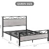 Bed Frame with Headboard, Industrial Platform Queen Bed Frame with 14 Strong Metal Slats Support, 11'' Under-Bed Storage, No Noise - 2 of 4