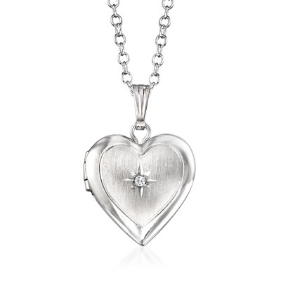 Ross-Simons Child's Diamond Accent Heart Locket Necklace in Sterling Silver Size 15