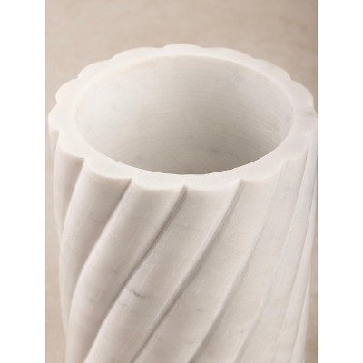White Marble Round Bottle Chiller with Twist Ridges