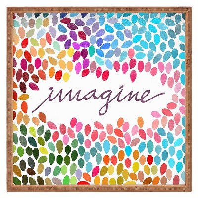 Deny Designs Garima Dhawan Imagine 1 Square Tray - Pink: Wood Material, 12"x12" Decorative Platter