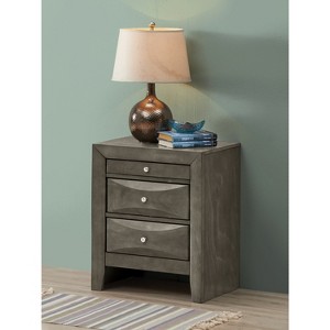 HomeStock Grey Nightstand 28x23x17 Contemporary Bedside Table with Three Drawers, Durable Modern Bedroom Storage and Organization - 1 of 4