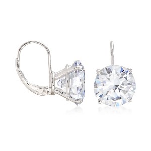 Ross-Simons 13.00 ct. t.w. Round CZ Drop Earrings in Sterling Silver - 1 of 4