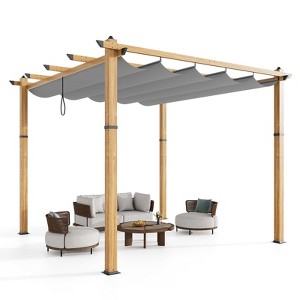 Retractable Canopy for 10x10 Ft Aluminum Pergola, Waterproof Outdoor Metal Gazebo Sun Shade Roof for Patio & Backyard. - 1 of 4