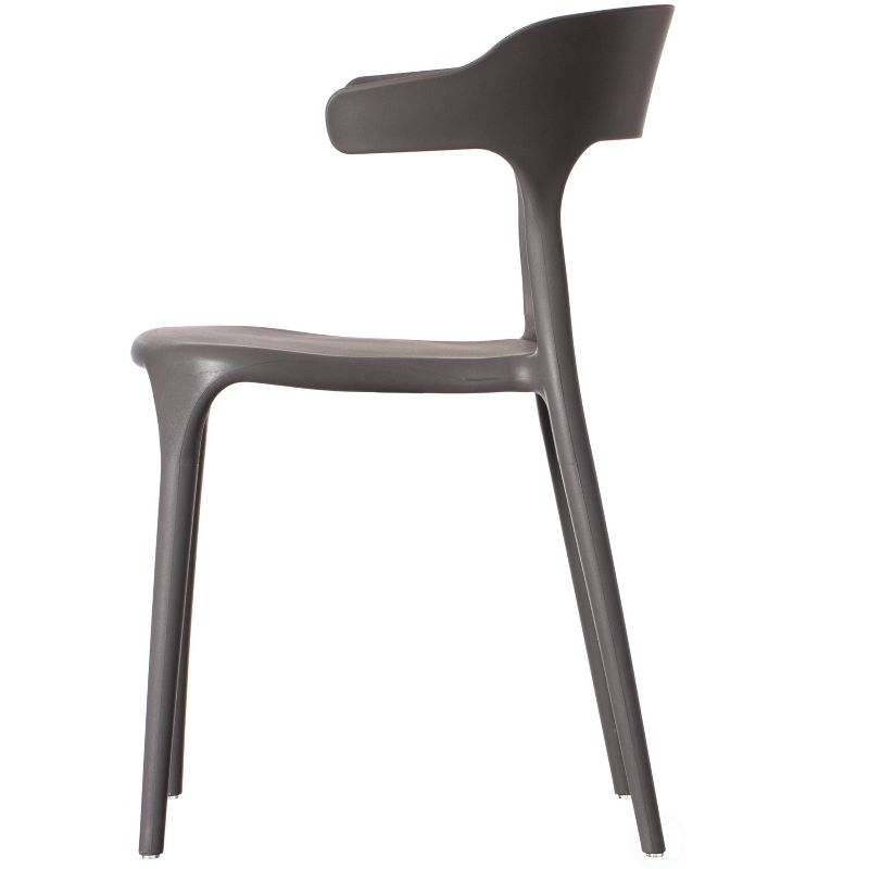 Fabulaxe Modern Plastic Outdoor Dining Chair with Open U Shaped Back, 3 of 8