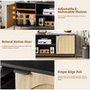 TV Stand  TVs with Storage, Modern Media Console, 2 Rattan Cabinets, Open Shelves, Sturdy Metal Legs - 4 of 4