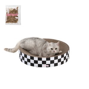 THE LICKER STORE Nelson Modern Cardboard Round Bowl Cat Scratcher with Catnip - 1 of 4