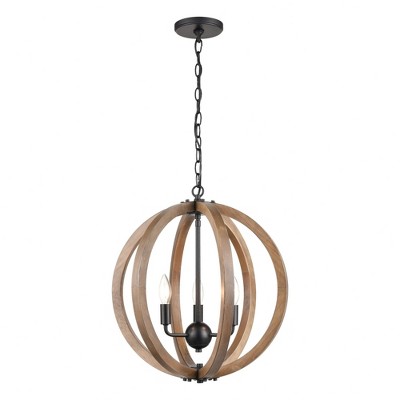 Elk Home Barrow 3 - Light Chandelier in  Birchwood/Matte Black