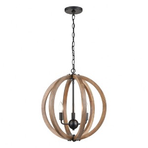 Elk Home Barrow 3 - Light Chandelier in  Birchwood/Matte Black - 1 of 2