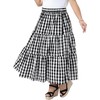 Women's Plus Size 1950s Gingham Plaid Tiered Layer Flowy Vintage Casual Maxi A Line Skirts with Pockets - Agnes Orinda - 2 of 4