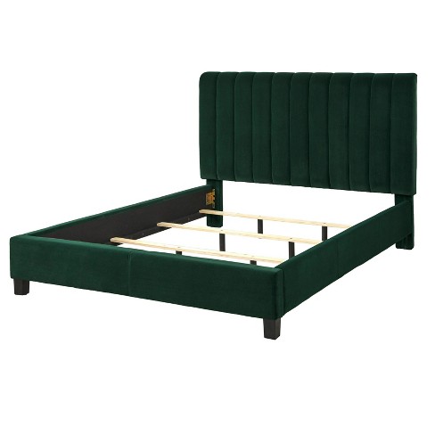Queen Teagan Channel Upholstered Bed Emerald Green - Lifestorey : Target