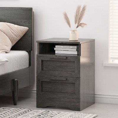NicBex 2-Drawer Nightstand Wooden Beside Table with Storage Cabinet End Table for Bedroom, Living Room, Study