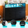 Dresser with 7 Drawers, Wooden Dresser with Led Lights, Modern Wide Chest of Drawers with Large Capacity Storage for Living Room, Hallway, Bedroom - 3 of 4